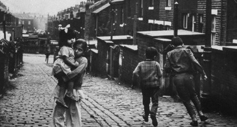 Row houses in industrial city populated